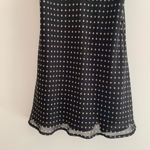 Chiffon summer dress polka dot black Sz S - Picture 5 of 9
